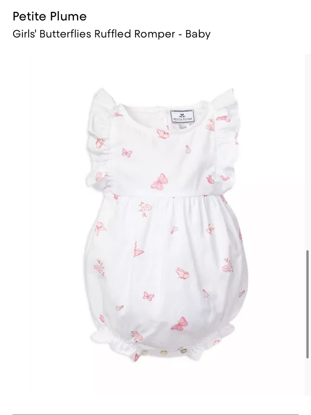 Petite Plume Butterfly Ruffled Romper